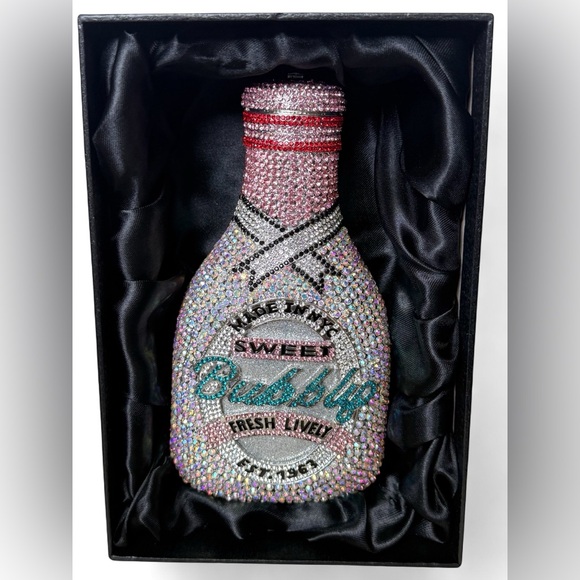Champagne Bottle Rhinestone Encrusted Clutch w/ Chain – Sweet Bubbly Edition - Picture 3 of 11